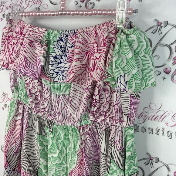 Rip curl dress strapless ruffle high low Floral Print Women's Skirt - Picture 4 of 8